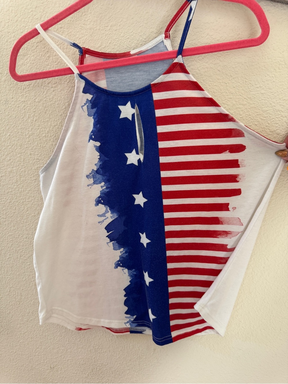 American Flag Print Tank Top - White/Red/Blue
